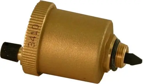 Automatisches Entlüftungsventil in Goldfarbe, geeignet für Heizsysteme, möglicherweise von der Marke Wolf. Das Ventil hat eine konische Spitze und eine Gewindebasis.